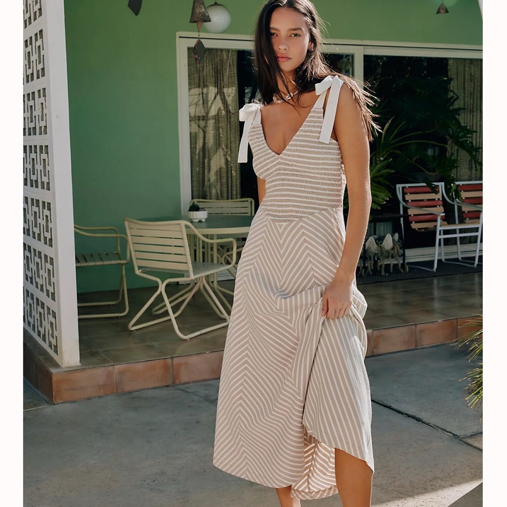 Free People Striped Cream Dress- worn once
